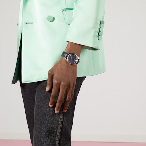 Gucci G Timeless Automatic Blue Dial Black Leather Strap Watch For Men - YA126347 Buy Now By Gucci