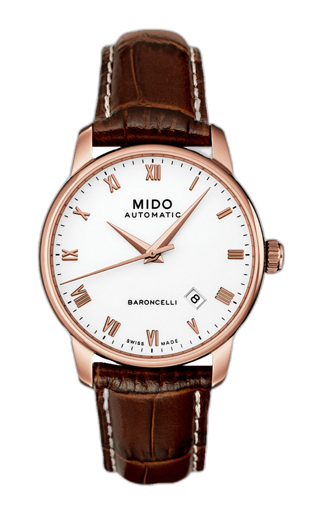 Mido Baroncelli III Automatic Silver Dial Brown Leather Strap Watch For Men - M8600.2.21.8 Buy Now By Mido
