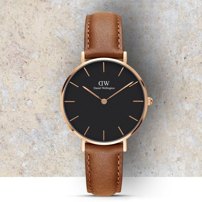 Daniel Wellington Classic Petite Durham Black Dial Brown Leather Strap Watch For Women - DW00100166 Buy Now By Daniel Wellington