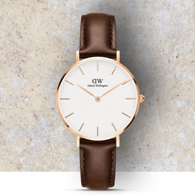 Daniel Wellington Classic Petite Bristol White Dial Brown Leather Strap Watch For Women - DW00100171 Buy Now By Daniel Wellington