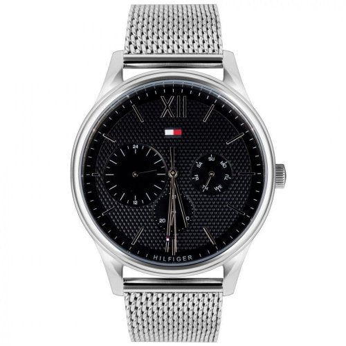Tommy Hilfiger Damon Quartz Chronograph Black Dial Silver Mesh Bracelet Watch for Men - 1791415 Buy Now By Tommy Hilfiger