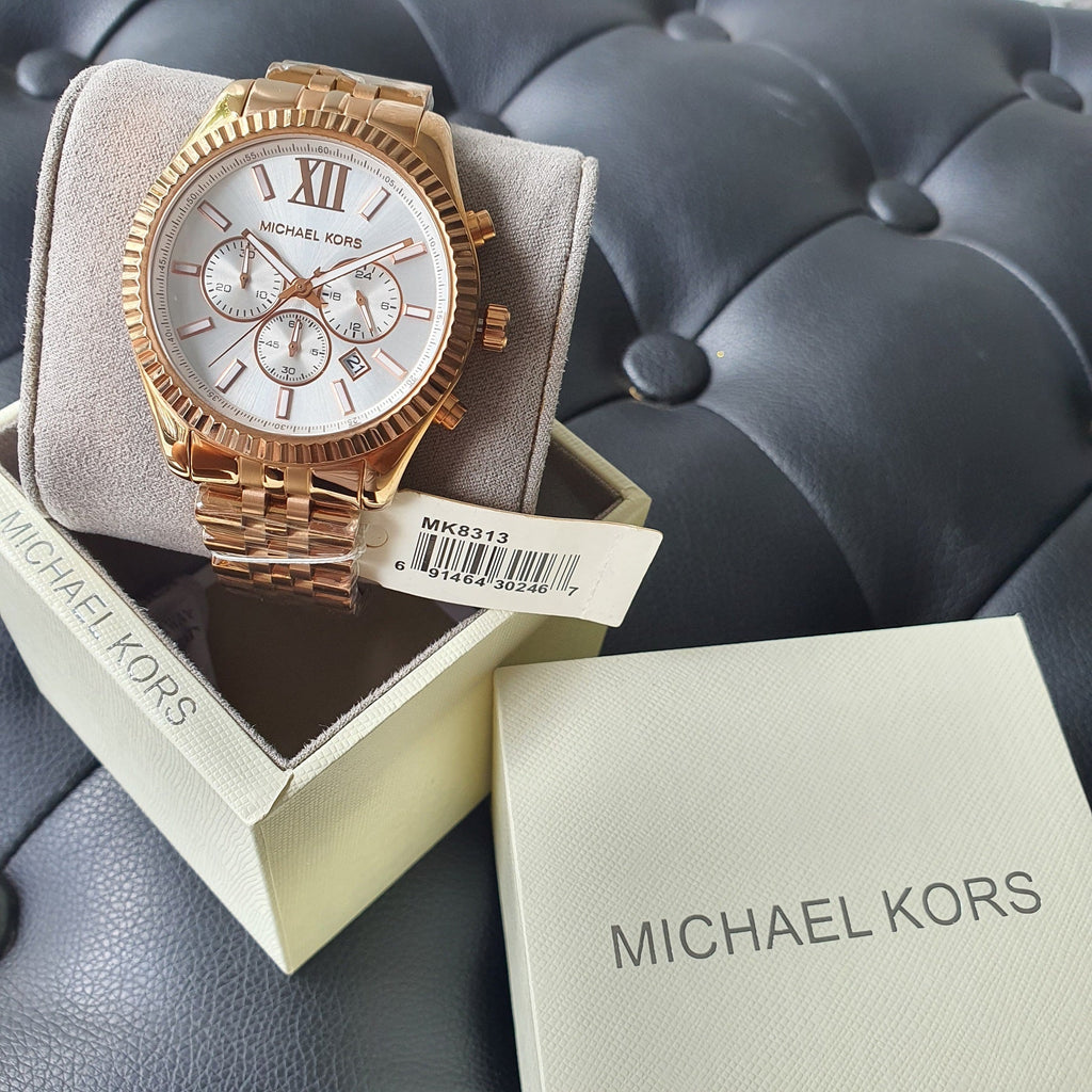 Michael Kors Lexington Chronograph White Dial Rose Gold Steel Strap Watch For Women - MK8313 Buy Now By Michael Kors