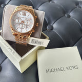 Michael Kors Lexington Chronograph White Dial Rose Gold Steel Strap Watch For Women - MK8313 Buy Now By Michael Kors