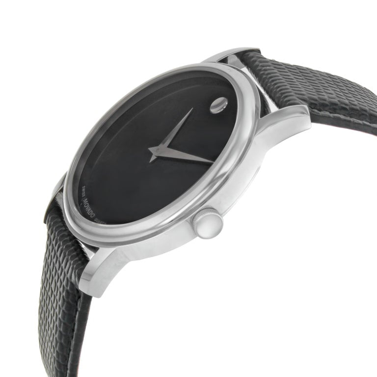 Movado Museum Black Dial Black Leather Strap Watch For Men - 2100002 Buy Now By Movado