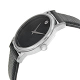 Movado Museum Black Dial Black Leather Strap Watch For Men - 2100002 Buy Now By Movado