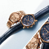 Guess Horizon Chronograph Blue Dial Blue Leather Strap Watch For Men - W0380G5 Buy Now By Guess