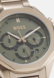 Hugo Boss Classic Chronograph Green Dial Beige Gold Steel Strap Watch For Men - 1514019 Buy Now By Hugo Boss