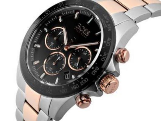 Hugo Boss Here Chronograph Black Dial Two Tone Steel Strap Watch for Men - 1513757 Buy Now By Hugo Boss
