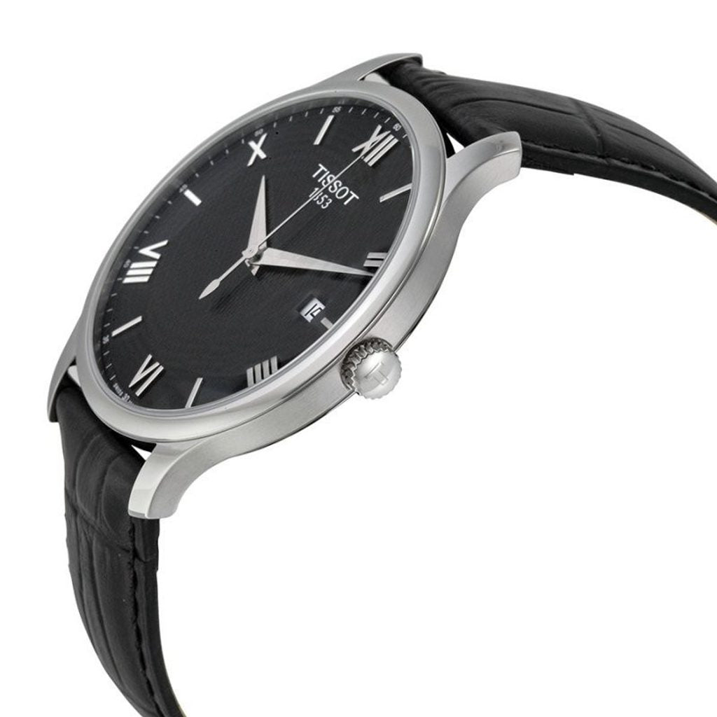Tissot T Classic Tradition Quartz Black Dial Black Leather Strap Watch For Men - T063.610.16.058.00 Buy Now By Tissot