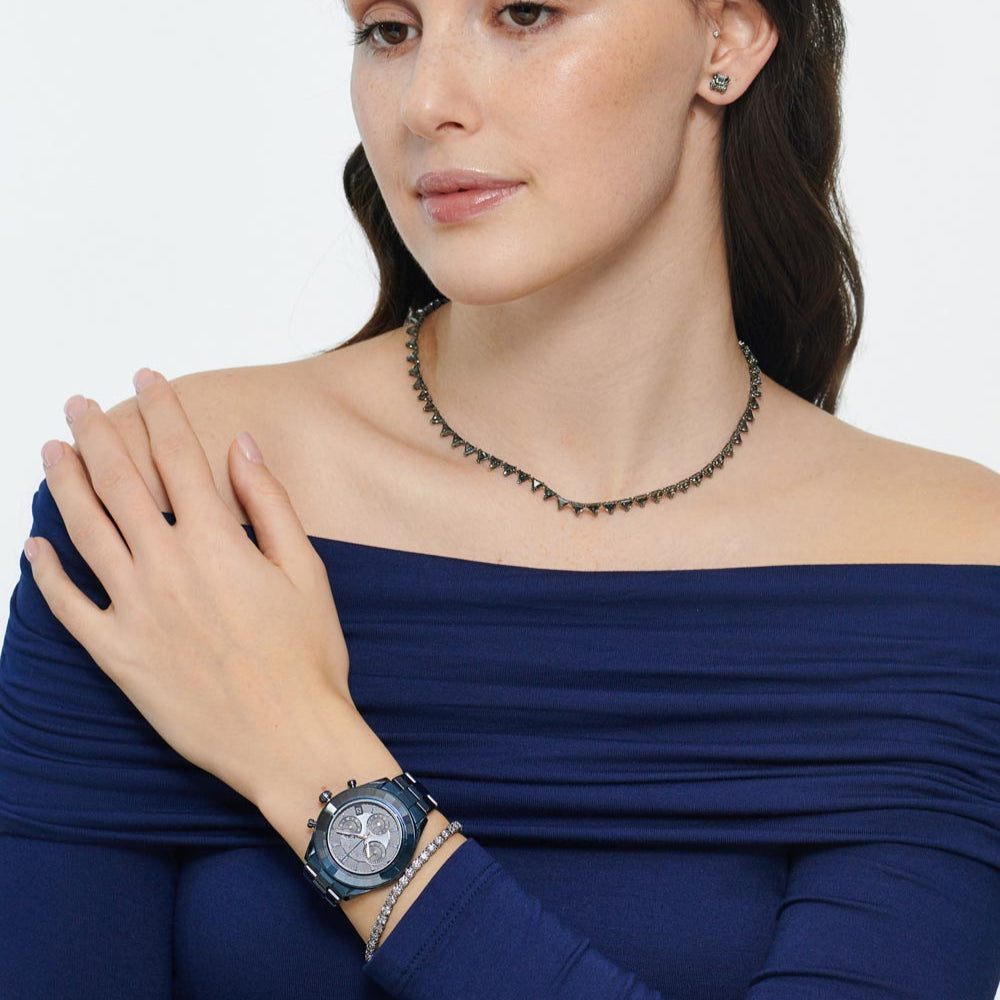 Swarovski Octea Lux Sport Chronograph Blue Dial Blue Steel Strap Watch for Women - 5610475 Buy Now By Swarovski