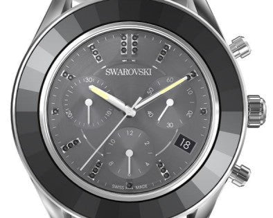 Swarovski Octea Lux Sport Chronograph Black Dial Silver Steel Strap Watch for Women - 5610520 Buy Now By Swarovski