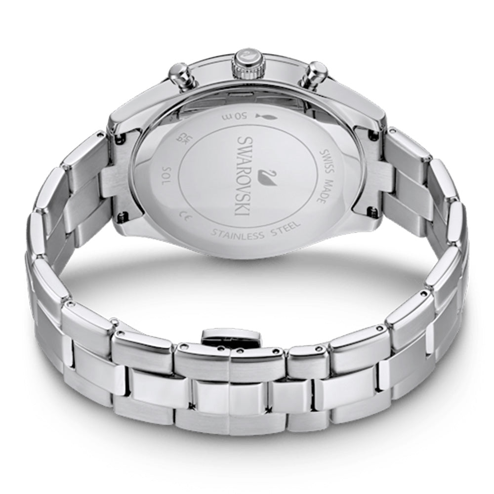 Swarovski Octea Lux Sport Chronograph Black Dial Silver Steel Strap Watch for Women - 5610520 Buy Now By Swarovski