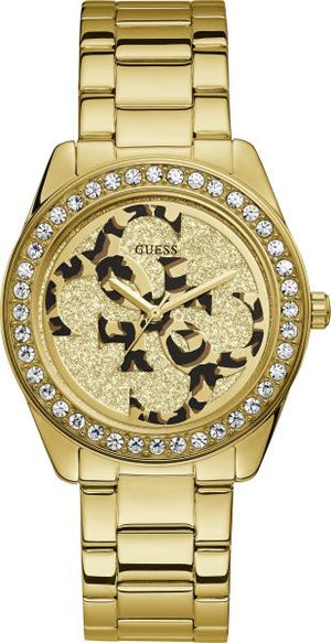 Guess G Twist Diamonds Gold Dial Gold Steel Strap Watch For Women - W1201L2 Buy Now By Guess