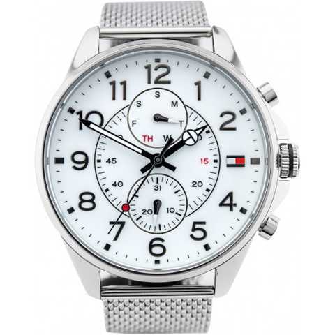 Tommy Hilfiger Dean Chronograph White Dial Silver Mesh Bracelet Watch for Men - 1791277 Buy Now By Tommy Hilfiger