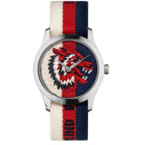 Gucci G Timeless Quartz White Red Blue Dial Multicolored NATO Strap Watch For Men - YA1264059 Buy Now By Gucci