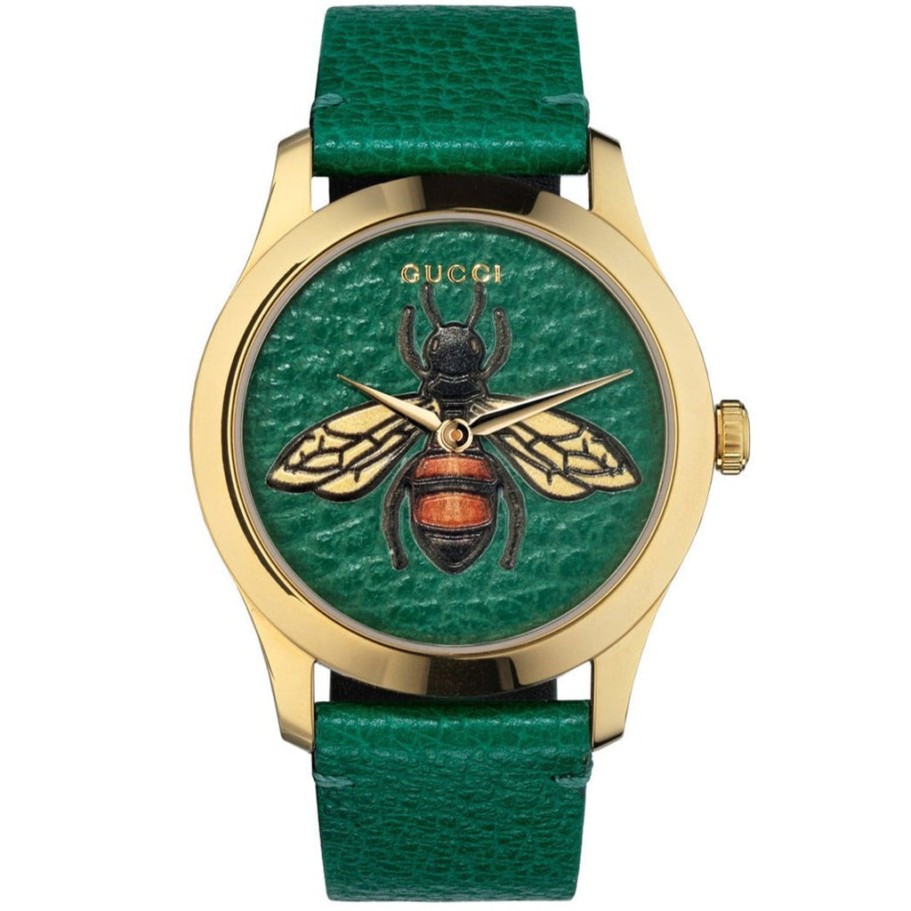 Gucci G Timeless Bee Green Dial Green Leather Strap Watch For Women - YA1264065 Buy Now By Gucci