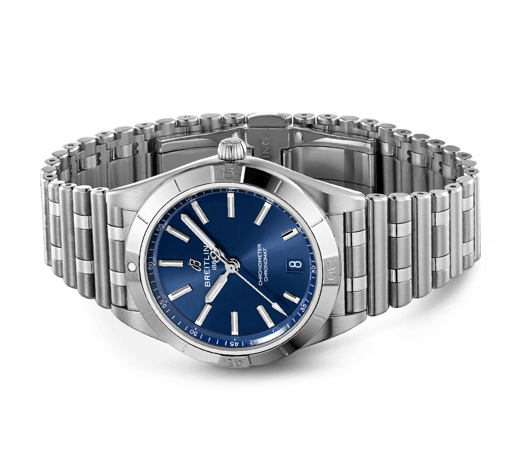 Breitling Chronomat Automatic 36 Blue Dial Silver Steel Strap Watch for Women - A10380101C1A1 Buy Now By Breitling