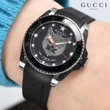 Gucci Dive Feline Black Dial Black Rubber Strap Watch For Men - YA136323 Buy Now By Gucci