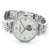 Emporio Armani Gianni T-Bar Automatic Silver Dial Silver Steel Strap Watch For Women - AR60022 Buy Now By Emporio Armani