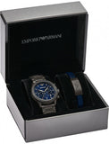 Emporio Armani Mario Chronograph Blue Dial Grey Steel Strap Watch For Men - AR80045 Buy Now By Emporio Armani