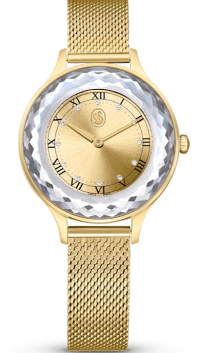 Swarovski Octea Nova Analog Gold Dial Gold Mesh Strap Watch for Women - 5649993 Buy Now By Swarovski