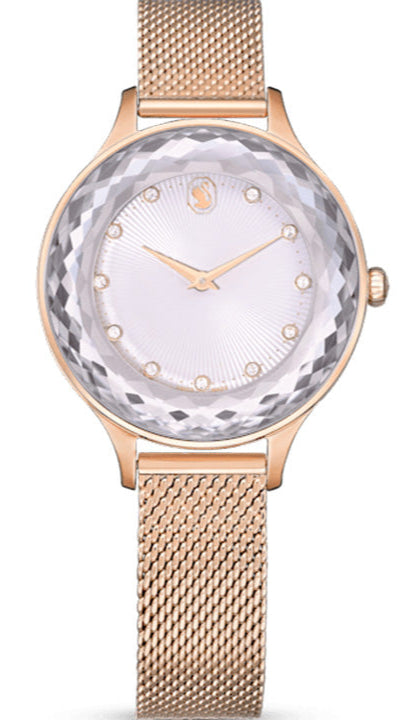 Swarovski Octea Nova Silver Dial Rose Gold Mesh Strap Watch for Women - 5650011 Buy Now By Swarovski