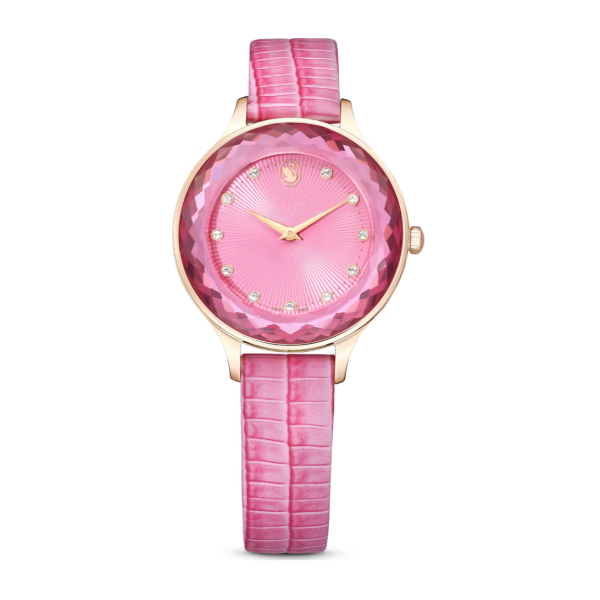 Swarovski Octea Nova Pink Dial Pink Leather Strap Watch for Women - 5650030 Buy Now By Swarovski
