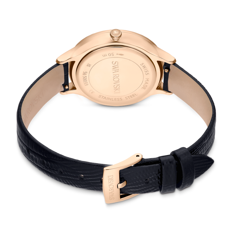 Swarovski Octea Nova Black Dial Black Leather Strap Watch for Women - 5650033 Buy Now By Swarovski