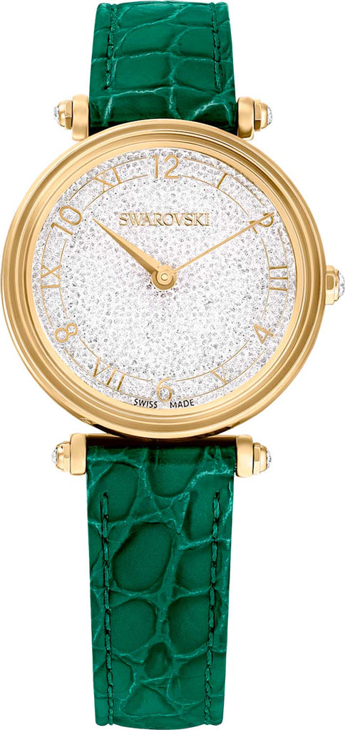 Swarovski Crystalline Wonder Silver Dial Green Leather Strap Watch for Women - 5656893 Buy Now By Swarovski