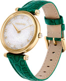 Swarovski Crystalline Wonder Silver Dial Green Leather Strap Watch for Women - 5656893 Buy Now By Swarovski