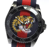 Gucci Dive Tiger Blue and Red Dial Blue Red Blue Nylon Strap Watch For Men - YA136215 Buy Now By Gucci