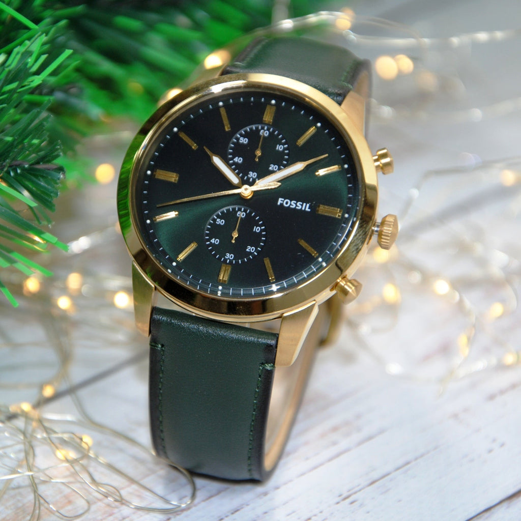 Fossil Townsman Chronograph Green Dial Green Leather Strap Watch for Men - FS5599 Buy Now By Fossil