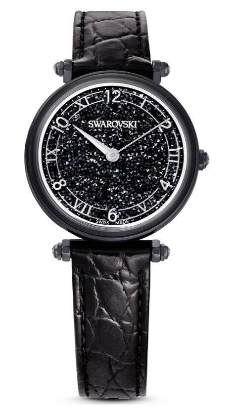 Swarovski Crystalline Wonder Black Dial Black Leather Strap Watch for Women - 5664311 Buy Now By Swarovski