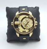 Diesel Mr Daddy Gold Dial Black Leather Strap Watch For Men - DZ7363 Buy Now By Diesel
