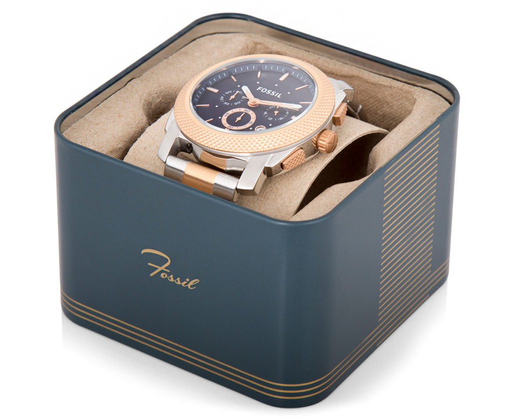 Fossil Machine Blue Dial Two Tone Steel Strap Watch for Men - FS5037 Buy Now By Fossil