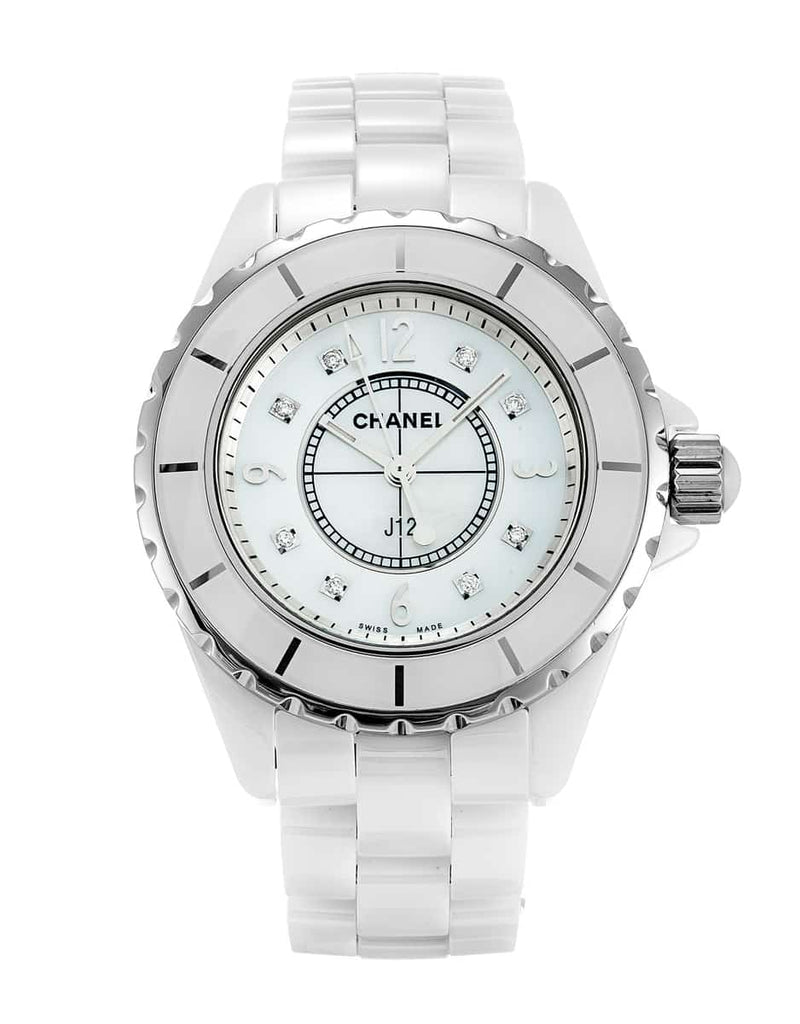 Chanel J12 Diamonds Quartz Ceramic White Dial White Steel Strap Watch for Women - J12 H2422 Buy Now By Chanel