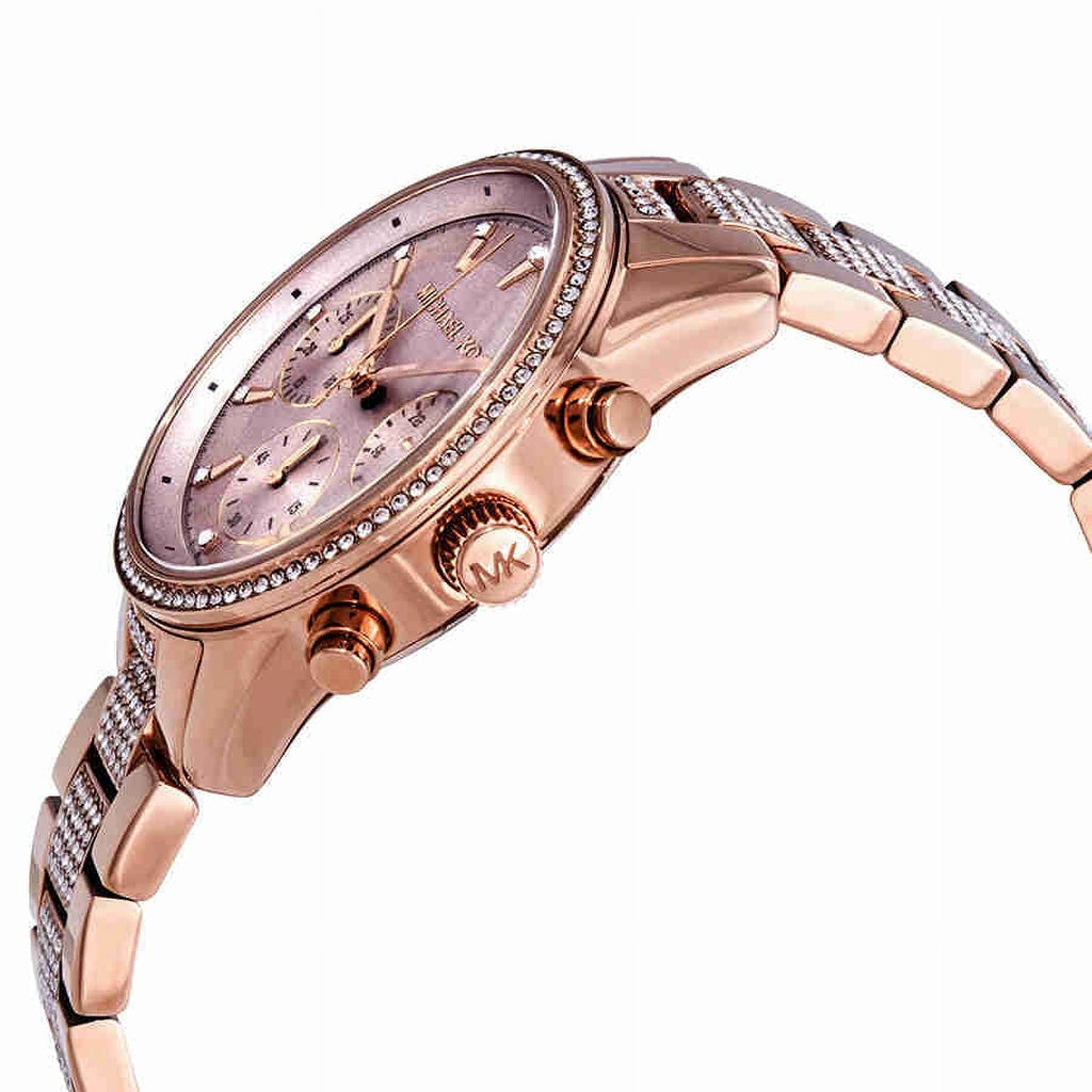 Michael Kors Ritz Chronograph Rose Gold Dial Rose Gold Steel Strap Watch For Women - MK6485 Buy Now By Michael Kors