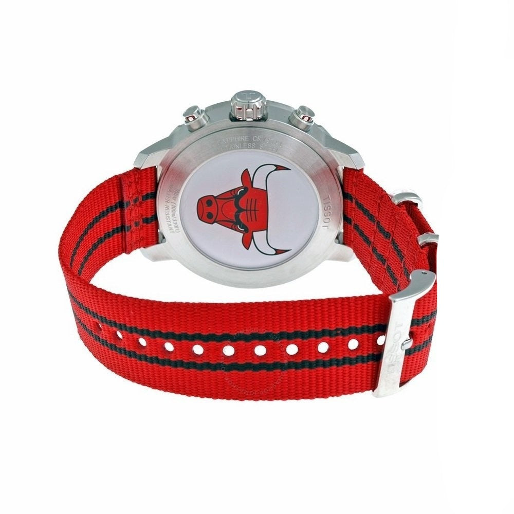 Tissot Quickster Chronograph NBA Chicago Bulls White Dial Red NATO Strap Watch For Men - T095.417.17.037.04 Buy Now By Tissot