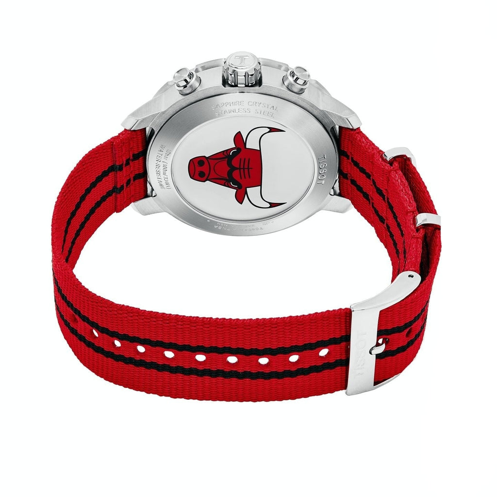 Tissot Quickster Chronograph NBA Chicago Bulls White Dial Red NATO Strap Watch For Men - T095.417.17.037.04 Buy Now By Tissot