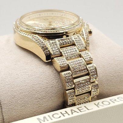 Michael Kors Mini Bradshaw Crystals Gold Dial Gold Steel Strap Watch For Women - MK6494 Buy Now By Michael Kors