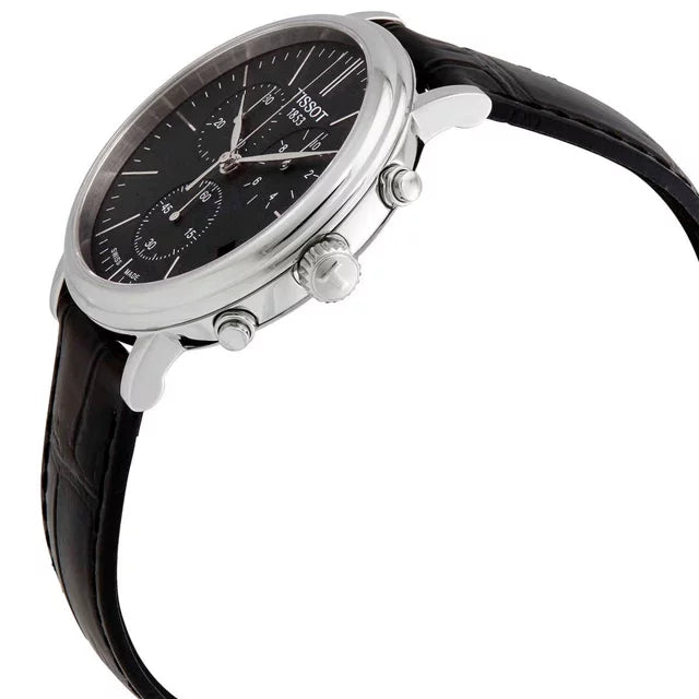 Tissot Carson Premium Chronograph Black Dial Black Leather Strap Watch For Men - T122.417.16.051.00 Buy Now By Tissot