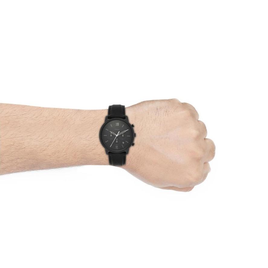 Fossil Neutra Chronograph Black Dial Black Leather Strap Watch for Men - FS5503 Buy Now By Fossil