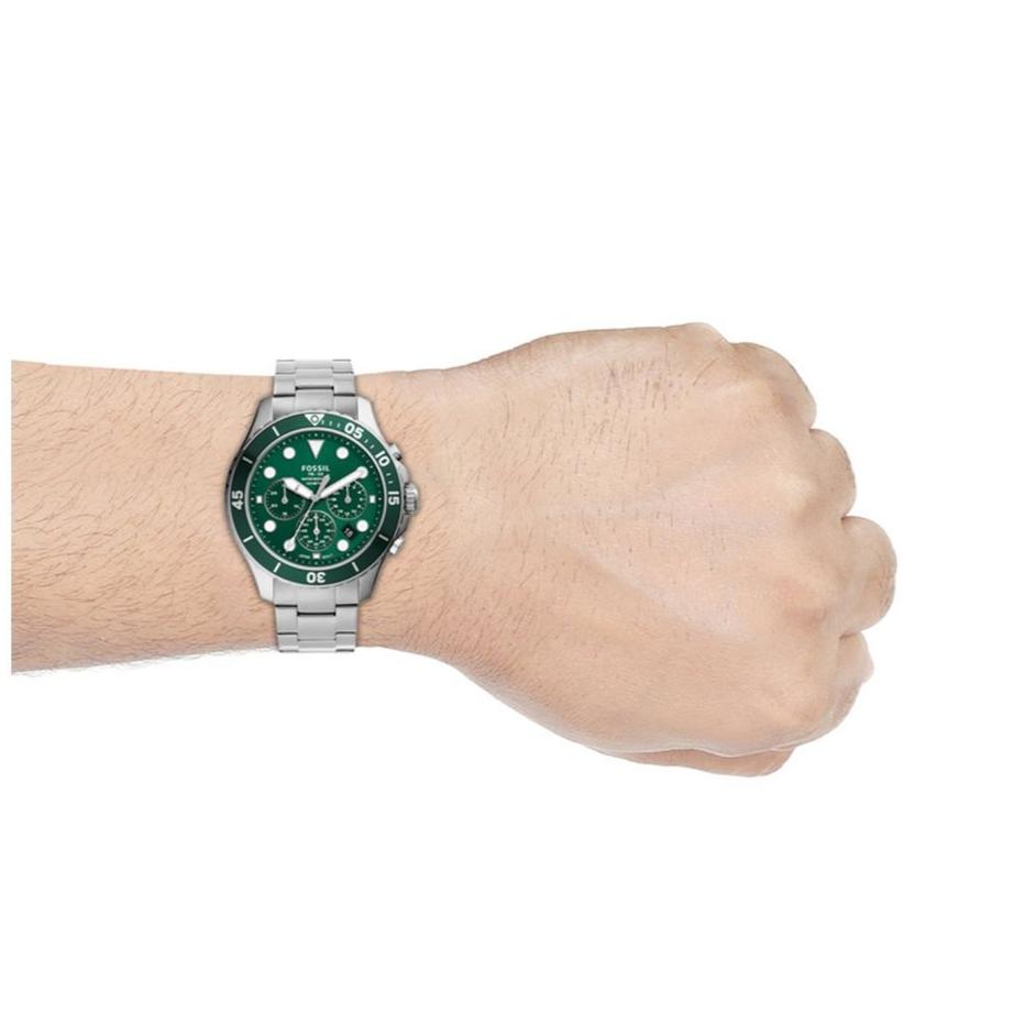 Fossil FB-03 Chronograph Green Dial Silver Steel Strap Watch for Men - FS5726 Buy Now By Fossil