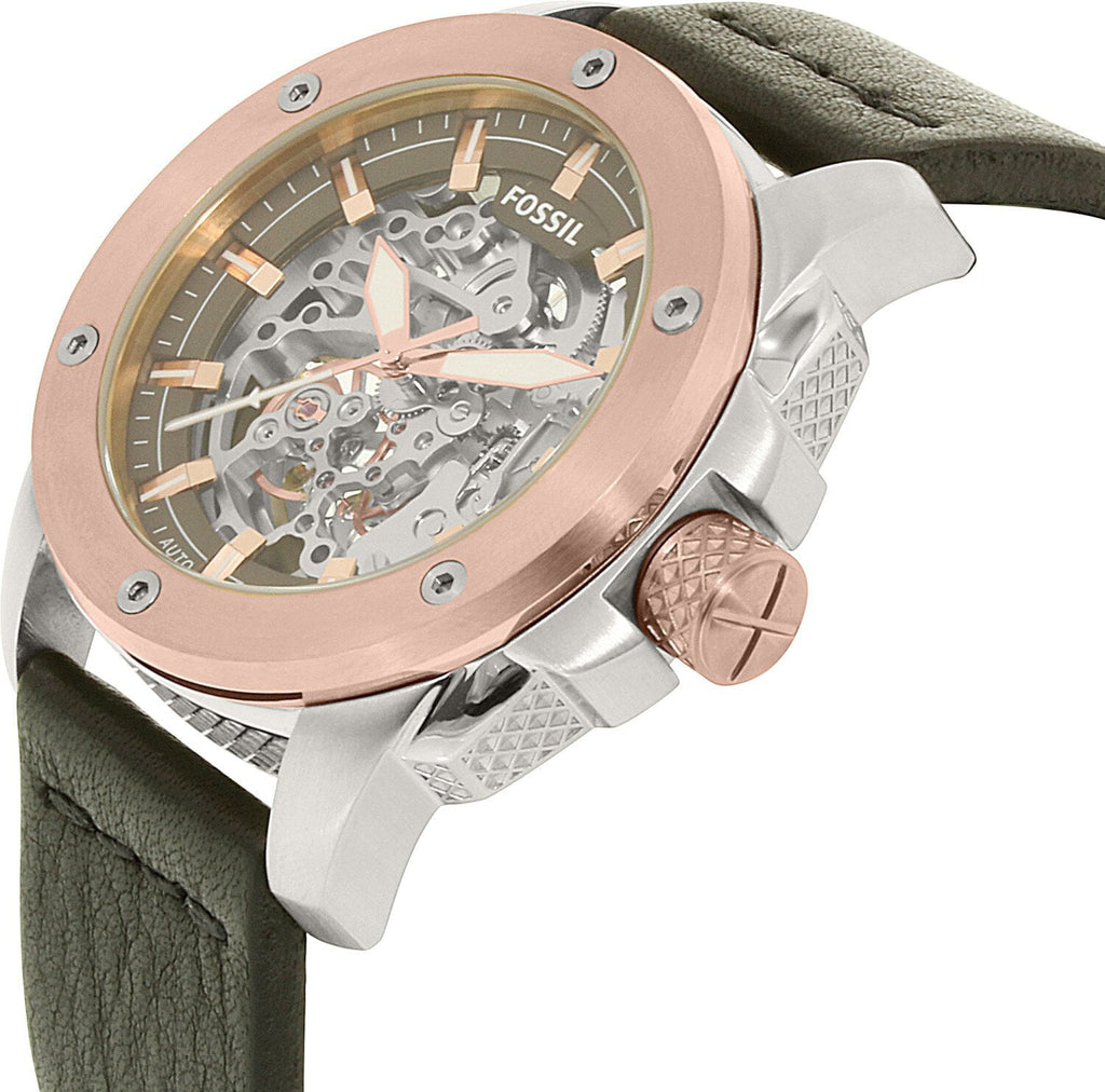 Fossil Modern Machine Automatic Skeleton Dial Black Leather Strap Watch for Men - ME3082 Buy Now By Fossil