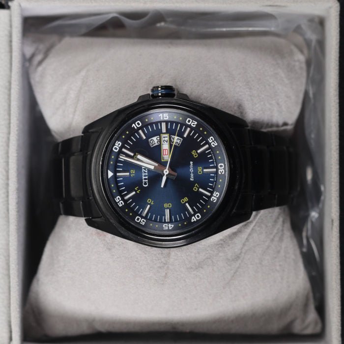 Citizen Eco Drive Blue Dial Black Steel Strap Watch For Men - AW0024-58LB Buy Now By Citizen