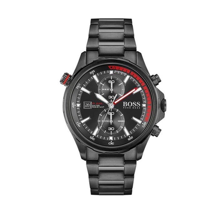 Hugo Boss Globetrotter Black Dial Black Steel Strap Watch for Men - 1513825 Buy Now By Hugo Boss