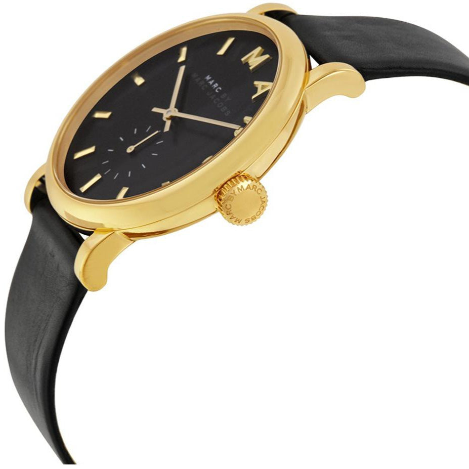 Marc Jacobs Baker Black Dial Black Leather Strap Watch for Women - MBM1269 Buy Now By Marc Jacobs