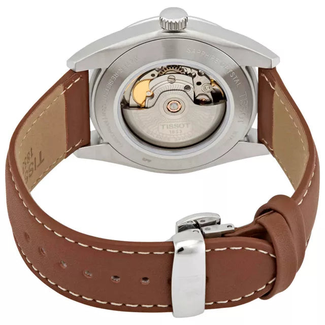 Tissot Gentleman Powermatic 80 Silicium Silver Dial Brown Leather Strap Watch For Men - T127.407.16.031.00 Buy Now By Tissot
