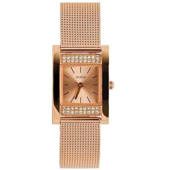 Guess Nouveau Diamonds Rose Gold Dial Rose Gold Mesh Bracelet Watch for Women - W0127L3 Buy Now By Guess