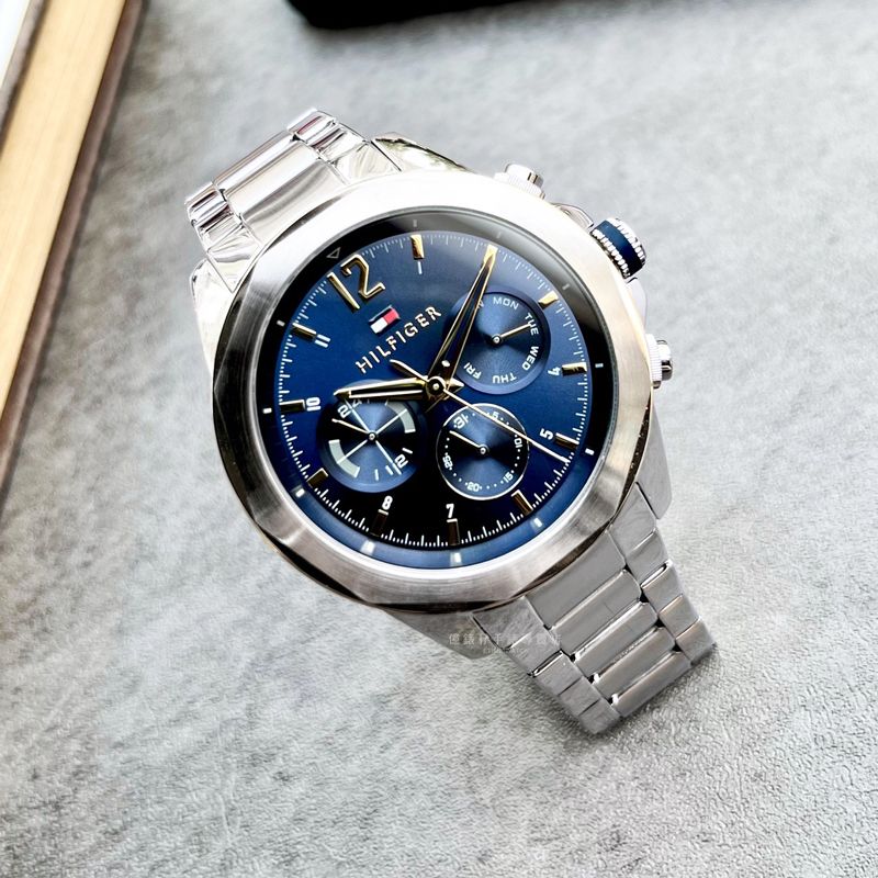 Tommy Hilfiger Lars Chronograph Blue Dial Silver Steel Strap Watch For Men - 1792059 Buy Now By Tommy Hilfiger